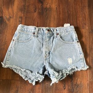 Wrangler Blue Jean Shorts Distressed Frayed Hem